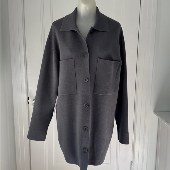 NWT Aritzia Babaton Society Cardigan Ionic Grey Coat Sweater - Picture 1 of 3